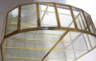 Vtg Glass and Brass Small Curio Wall Table Top Display Cabinet Shelf Showcase 3