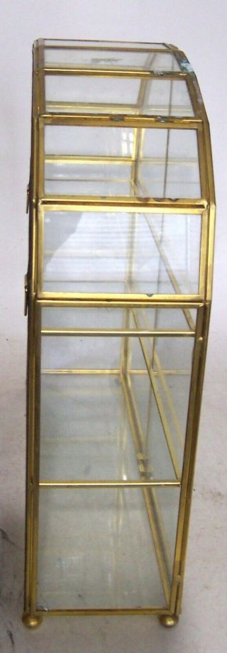 Vtg Glass and Brass Small Curio Wall Table Top Display Cabinet Shelf Showcase 6
