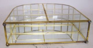 Vtg Glass and Brass Small Curio Wall Table Top Display Cabinet Shelf Showcase 8