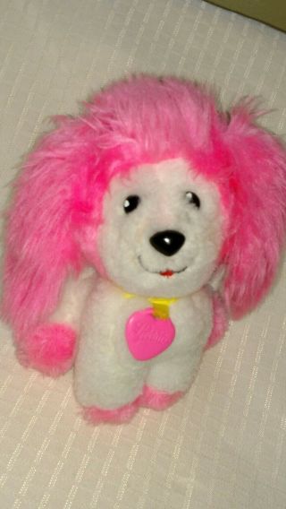 9 " Vintage Mattel Plush Poochie Pink & White Puppy Dog W Collar & Store Hanger
