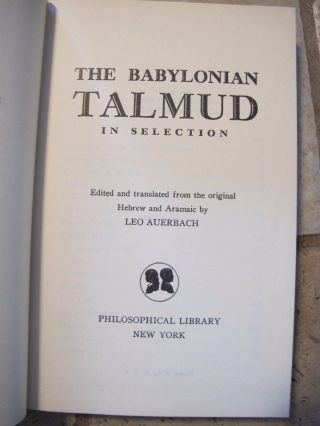 Antique The Babylonian Talmud in Selection Leo Auerbach SECOND PRINTING 1944 4