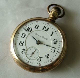 Hampden Railway Railroad Pocket Watch 18 Size 23 Jewels Gold Filled Runs