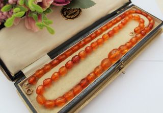 Antique Faceted Amber Beaded Necklace With Graduated Beads - Amber Jewellery