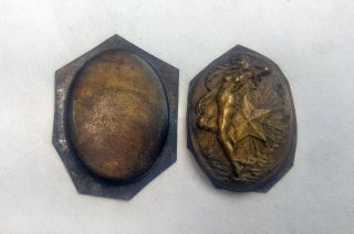 Antique Jewelry Mold Art Nouveau Nude Woman Shooting Star Brass