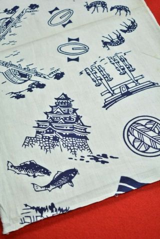 AH99/50 Vintage Japanese Fabric Cotton Antique Boro Patch Indigo Blue 26.  4 