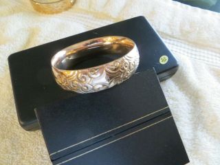 Stunning Antique Victorian Repousse Gold Filled Bangle Bracelet