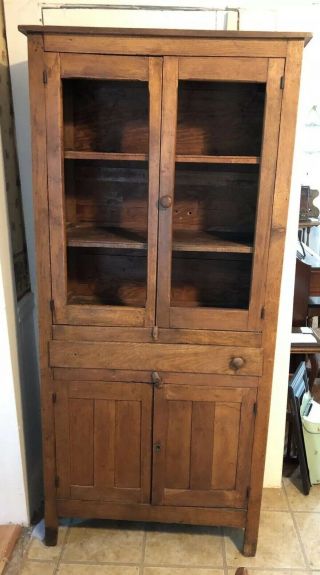 Antique Pine Pie Safe Or Hutch Cabinet
