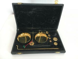 Vintage Gold Scale & Weights In Carrying Case