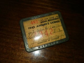 Antique Fishing Licenses Metal State West Virginia Maryland & Ohio Pinback Pin.
