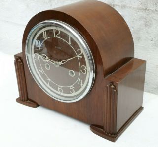 Vintage Enfield Art Deco Wooden Mantle Clock Spares or Repairs 2