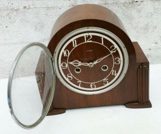 Vintage Enfield Art Deco Wooden Mantle Clock Spares or Repairs 3