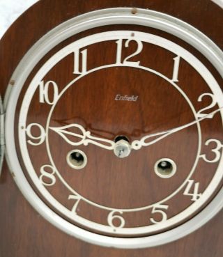Vintage Enfield Art Deco Wooden Mantle Clock Spares or Repairs 4