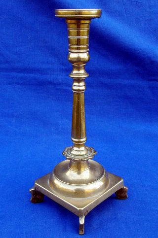 Rare 18th Century Continental Or Russian Bronze Socket Candlestick Circa 1750