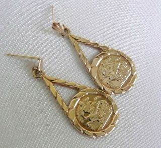 Antique Vintage 9ct Gold St George Drop Earrings 4