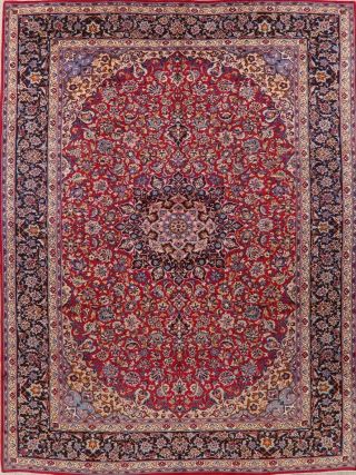 Traditional Oriental Rug Hand - Knotted Wool Collectible Home Decor Carpet 10 X 13