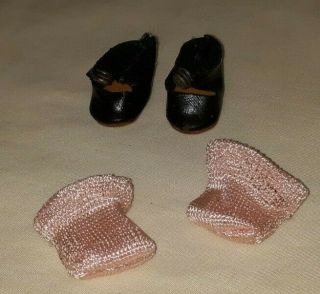 Vintage Vogue Ginny Doll Black Center Snap Shoes Fuzzy Bottoms $27.  99