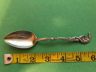 Antique Sterling Silver Souvenir Spoon Florida Alligator 22 Grams 5.  75 Inches