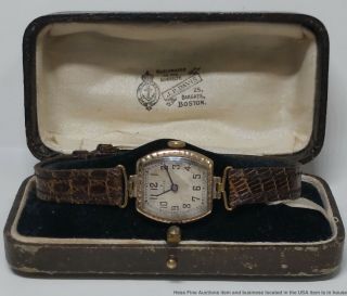 Large Antique Tonneau 9k Rose Gold Ladies Rolex Watch Box