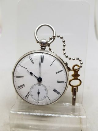 Rare Antique Solid Silver Mid Size Fusee London Pocket Watch 1858 Ref552