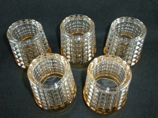 Rare Antique BACCARAT Crystal Glass Set 5 x Whiskey Tumbler w/ Wide Gold Band 3