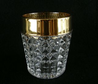 Rare Antique BACCARAT Crystal Glass Set 5 x Whiskey Tumbler w/ Wide Gold Band 4