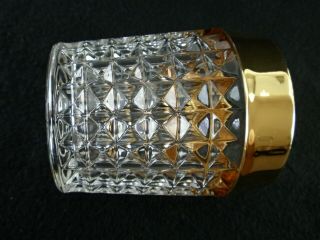 Rare Antique BACCARAT Crystal Glass Set 5 x Whiskey Tumbler w/ Wide Gold Band 5
