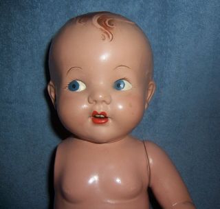 17 " Vintage Baby Doll England Pedigree Hard Plastic Side Glance Needs Re - Strung