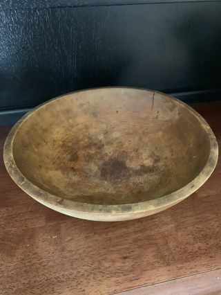 Vintage Signed Munising Wooden Bowl 13.  5 " Dough Bowl Primitive Shabby