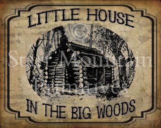 Primitive Little House In The Big Woods Prairie Cabin Vintage Print 8x10