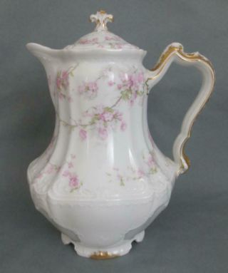 Antique Haviland & Co.  Limoges France Teapot/ Coffee Pot With Pink Flowers