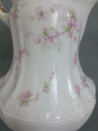 Antique HAVILAND & CO.  Limoges France TEAPOT/ COFFEE POT with PINK FLOWERS 5