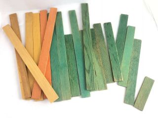 21 Vintage Roof Slats/ Shingles Lincoln Logs Green Orange Yellow 9” 6” Wood