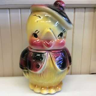 Antique / Vintage Porcelain (tweety ?) Bird Cookie Jar (a - Front)