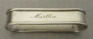 Antique Gorham Sterling Silver Napkin Ring Engraved Martha 6290 - 1 Oval