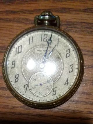 Vintage Antique Waltham Gold Filled Open Face Pocket Watch.