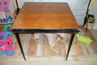Wooden 30 " X30 " Antique Sewing Machine Table With Folding Legs Singer 221