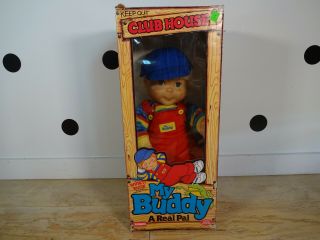 Vintage My Buddy Plush Doll Playskool Blonde Hair Blue Eyes W/ Hat Shoes & Box