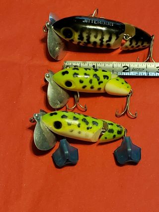 3 Vintage Fred Arbogast Jitterbug Jointed Fishing Lures