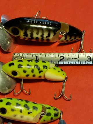 3 Vintage Fred Arbogast Jitterbug Jointed Fishing Lures 3