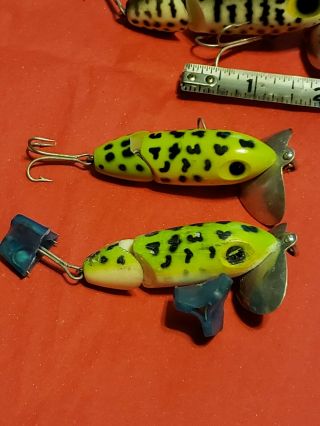 3 Vintage Fred Arbogast Jitterbug Jointed Fishing Lures 4