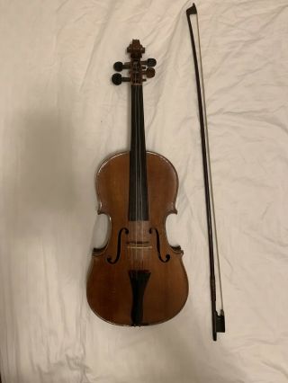 Antique French 4/4 Violin W/ Bow Stamped F.  Breton,  Brevete De S.  M.  G A Mirecourt