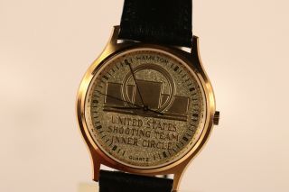 Vintage men ' s hamilton quartz wrist watch US shooting team inner circle 9812 2