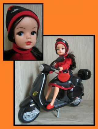 Vintage Sindy Doll,  Pedigree,  With Motorcycle