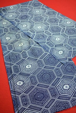 Ad44/75 Vintage Japanese Fabric Cotton Antique Boro Patch Indigo Blue 63.  4 "