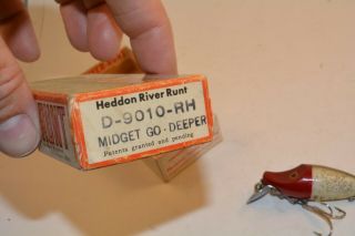 old heddon river runt lure bait in the box great colors michigan 1950 ' s 2