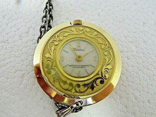Vintage Lucerne Gold - Tone Ladies Pendant Pocket Watch