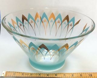 MID CENTURY MODERN Atomic Age Gold and Turquoise Bowl 2