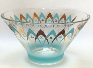 MID CENTURY MODERN Atomic Age Gold and Turquoise Bowl 3