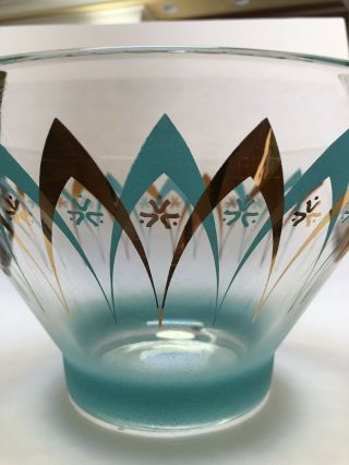MID CENTURY MODERN Atomic Age Gold and Turquoise Bowl 4