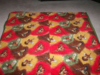 Vintage Coleman Sleeping Bag Green/red Pheasants Very Warm Comfy Look Here